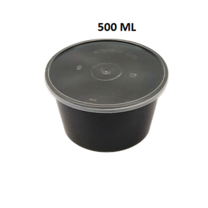 500 ML Container Round Black & Natural