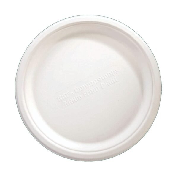 7 Inch Bagasse Plate - Plain
