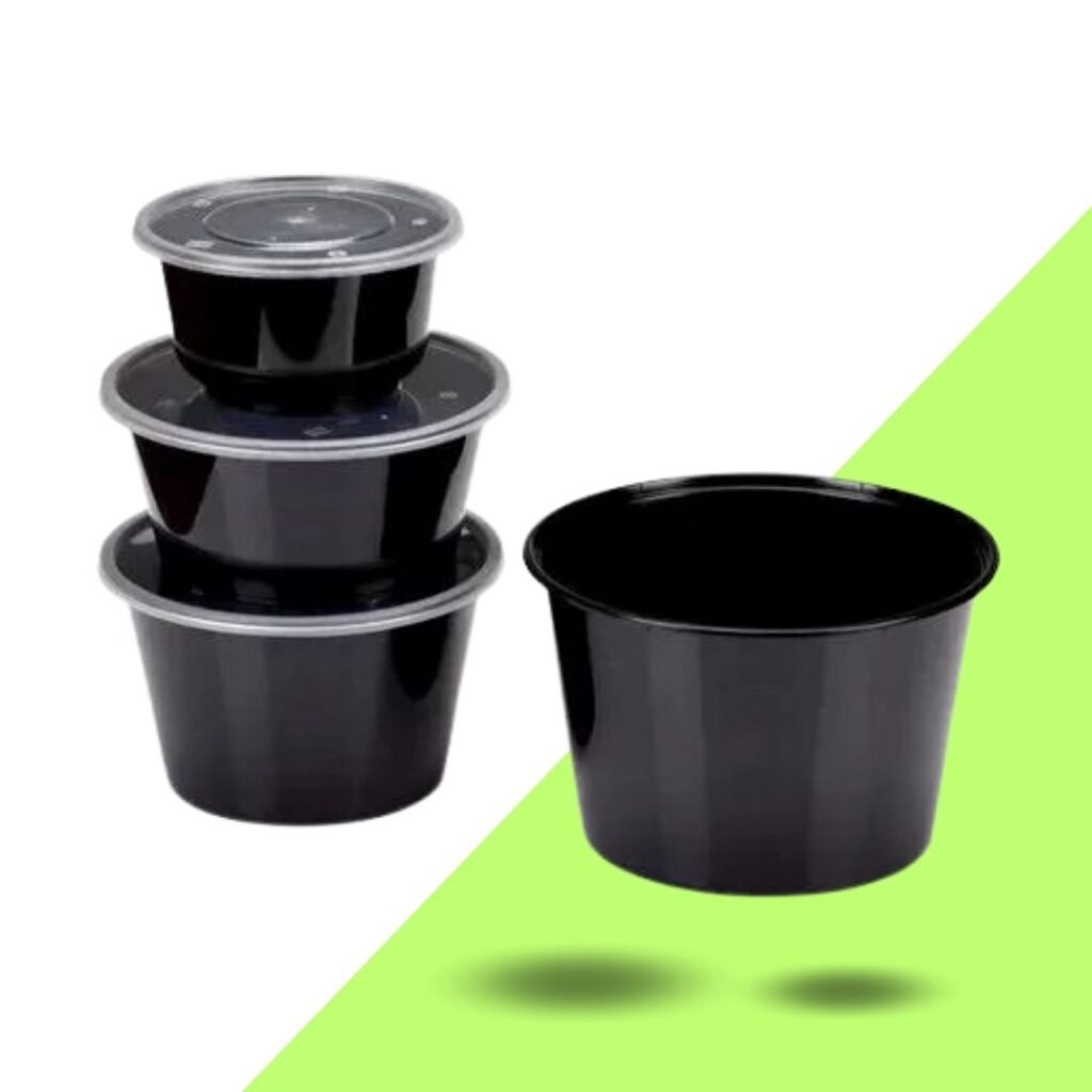 Black Natural Round Containers